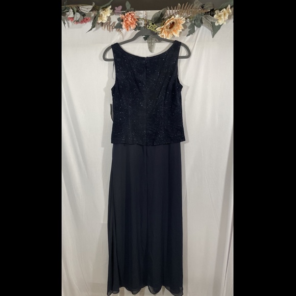 NWT $209 Alex Evenings [ 10 ] Sequin Mock Gown with Jacket in Navy Blue‎ - Picture 9 of 13